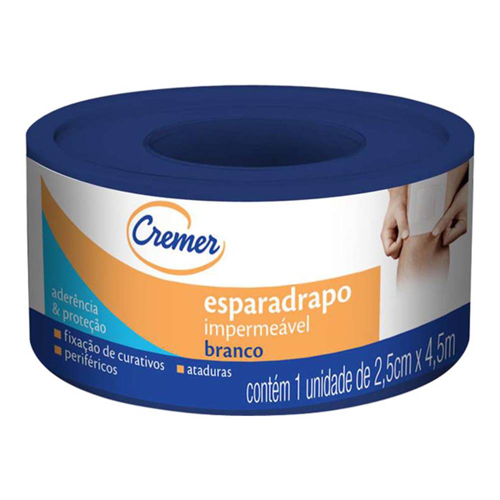 Cremer esparadrapo impermeável branco (2,5cm x 4,5m)