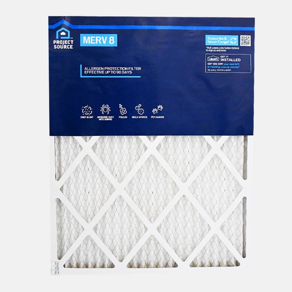 Project Source 20-in W x 25-in L x 1-in MERV 8 Electrostatic Pleated Air Filter | 5748845