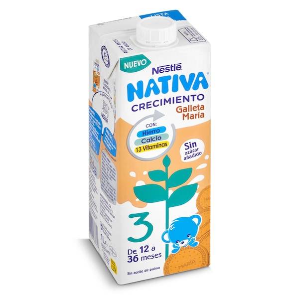 Leche infantil crecimiento con galleta maria Nativa brik 1 l