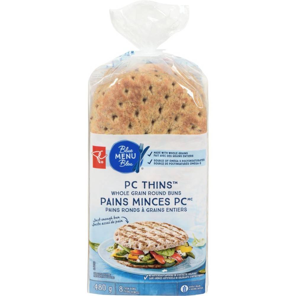 PC BLUE MENU White Whole Grain Thin Buns (480 g)
