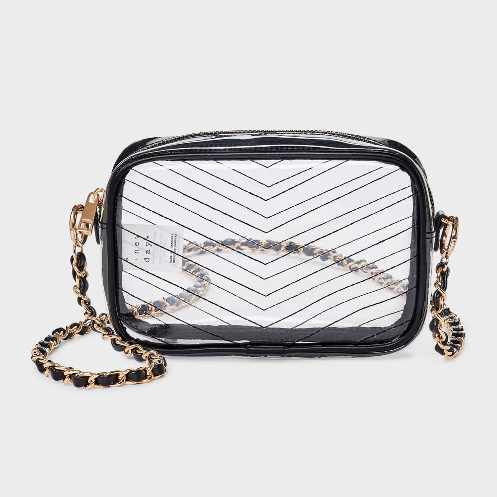 A New Day Quilted Camera Crossbody Bag, Clear