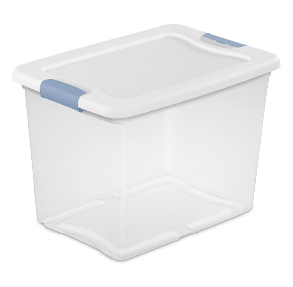 Sterilite 25 Qt Clear/White Latch Storage Box 11-5/8 In. H X 16-1/4 In. W X 11-1/4 In. D Stackable