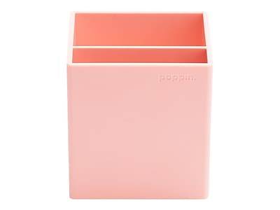 Poppin 2-Compartment ABS Plastic Pen Cup, Blush (104443)