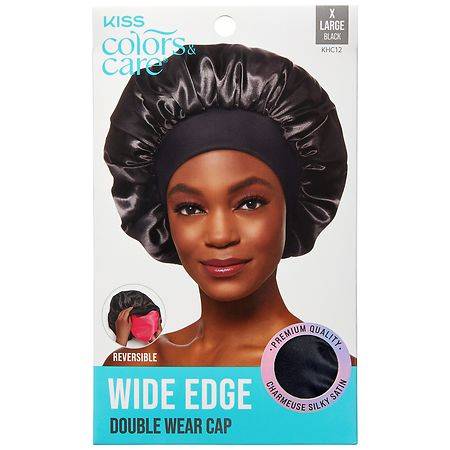 KISS Silky Satin Double Wear Bonnet Cap, Black