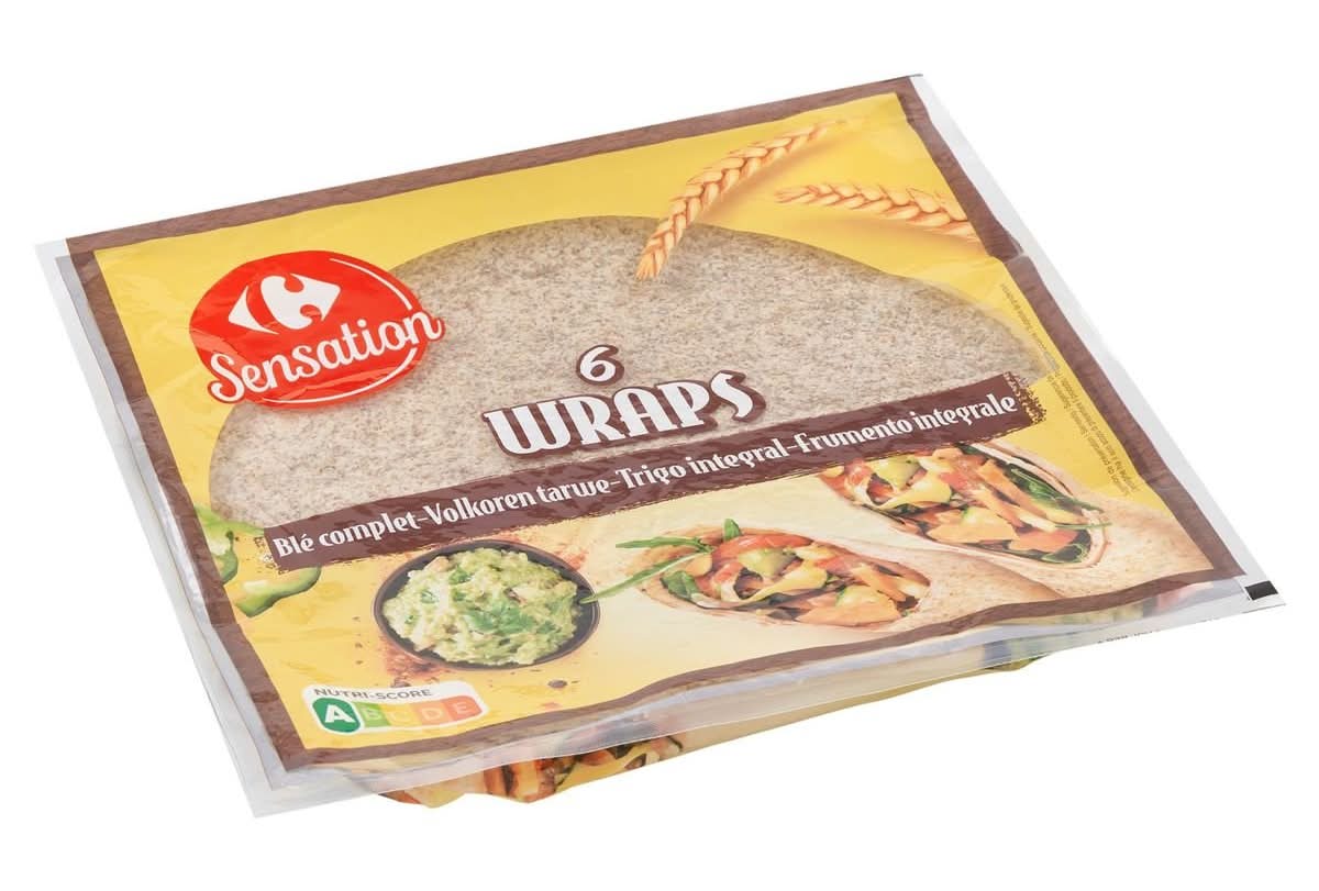 Carrefour Sensation Wraps Blé Complet 6 Pièces 370 g