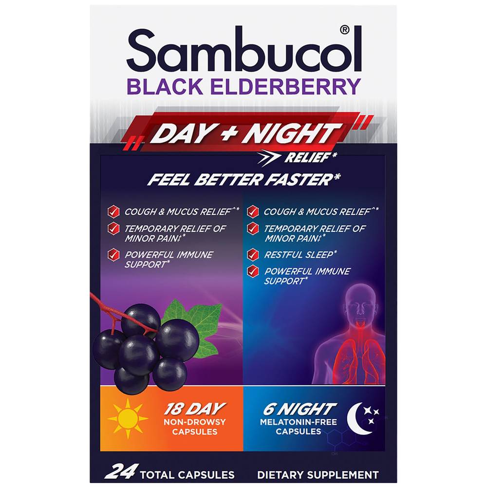 Sambucol Black Elderberry Day & Night Relief - Immune Support (24 Capsules)