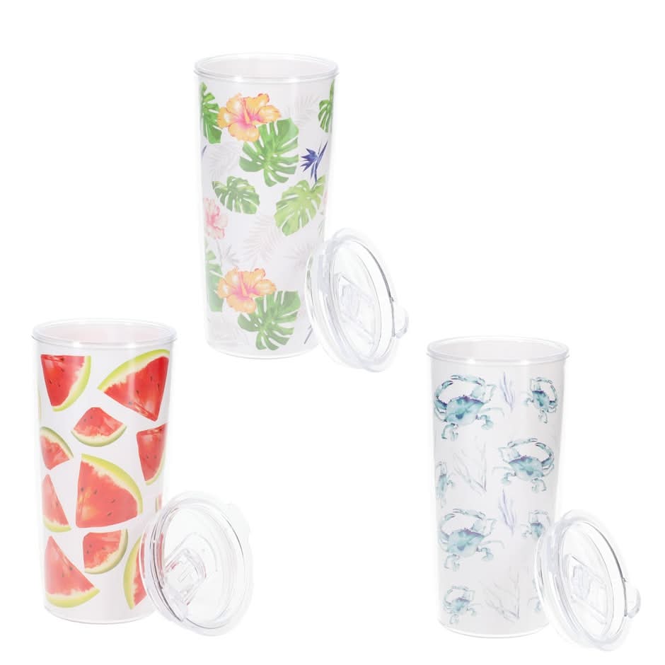 Fruit Print Tumbler With Lid, Assorted Colors, 1-ct.
