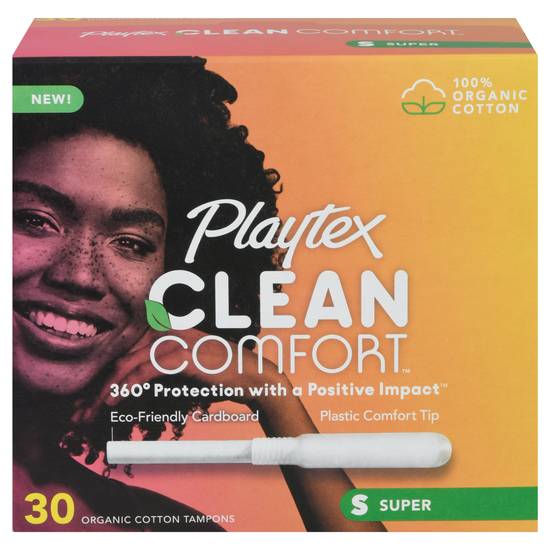 Playtex Clean Comfort 100% Organic Cotton Tampons (30 ct)
