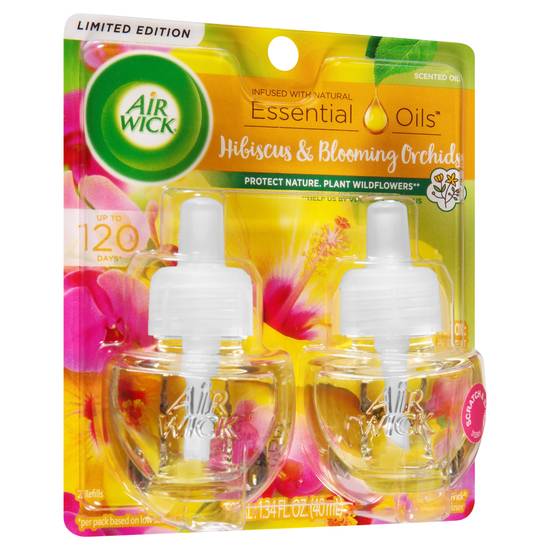 Air Wick Essential Oils Hibiscus & Blooming Orchids Scented Oil Refills (2 ct)