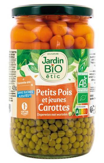 Petits pois et jeunes carottes - jardin bio étic - 420g