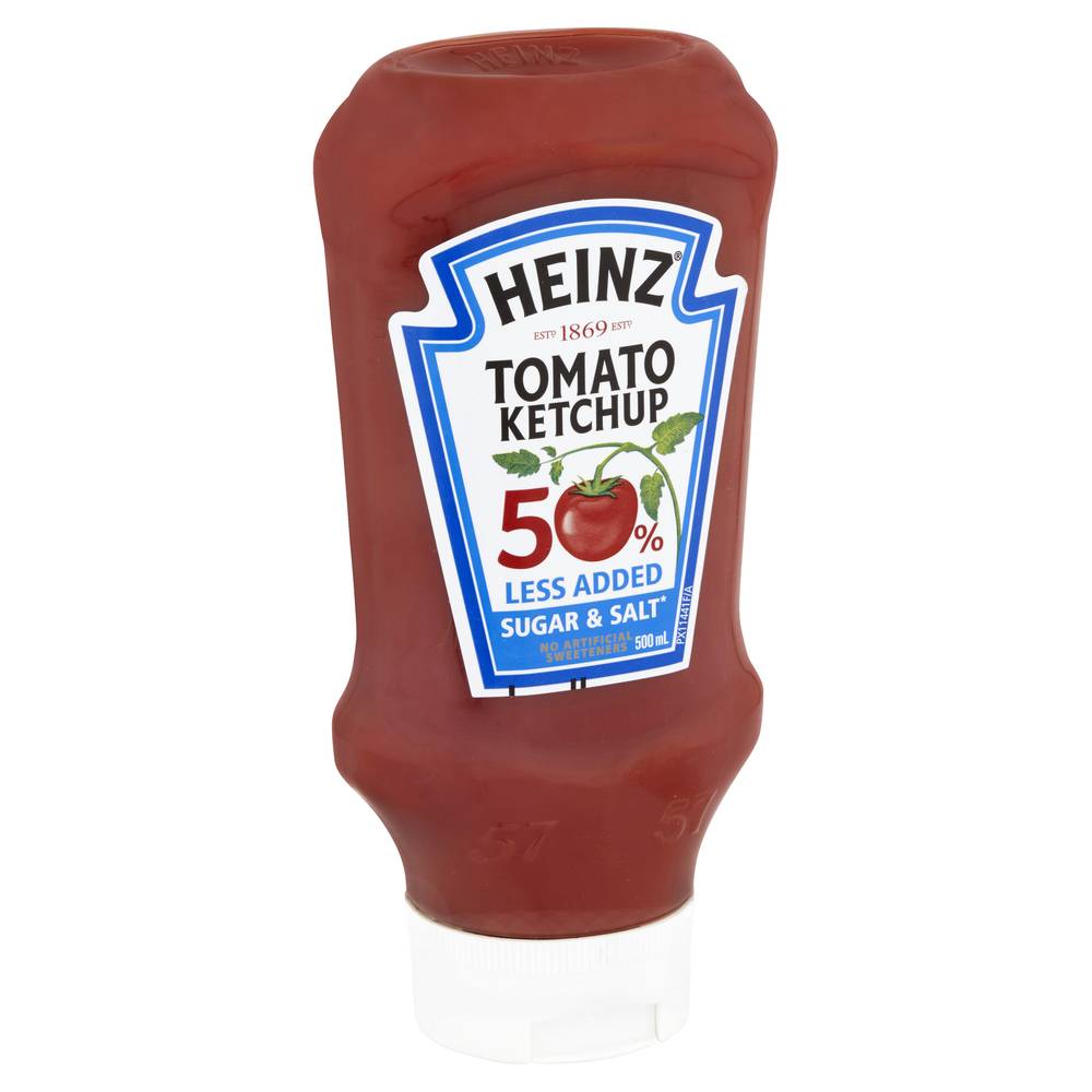 Heinz 50% Less Added Sugar & Salt Tomato Ketchup (500mL)