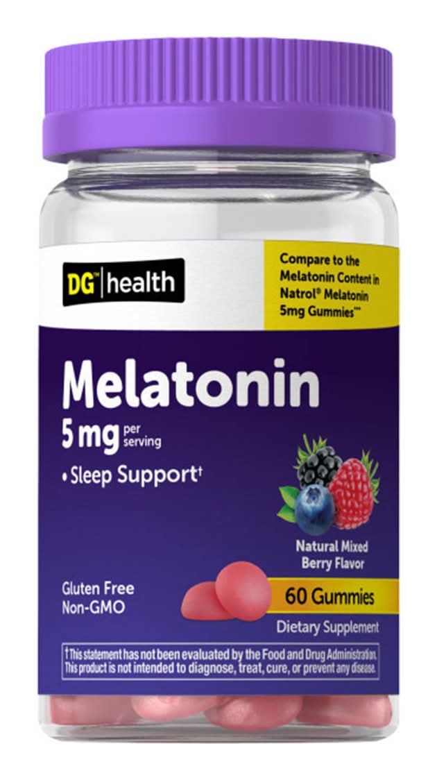 Dg Health Melatonin 5 Mg Gummies Mixed Berry 60 Ct