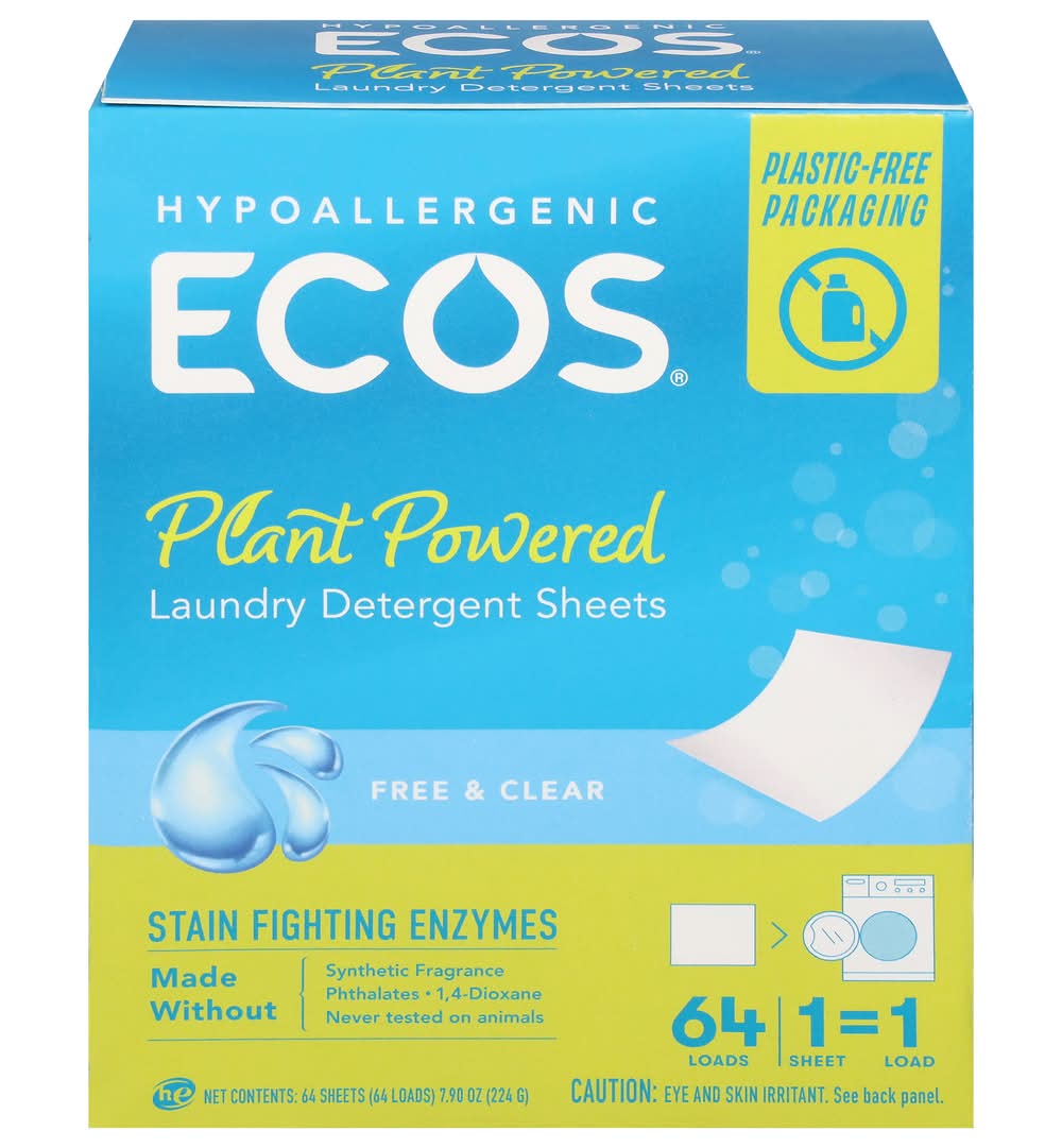 ECOS Free & Clear Plant Powered Laundry Detergent Sheets (7.9 oz)