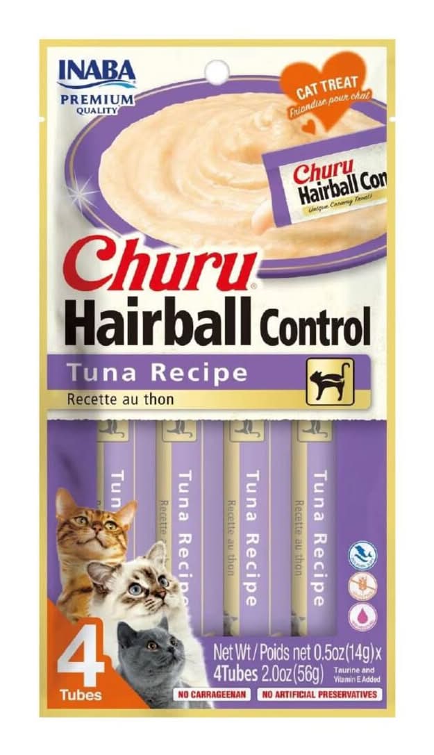 INABA · Churu hairball premio cremoso para gatos para todas las edades, atùn (4 x 14 g)