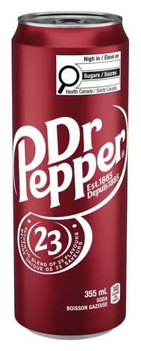 Dr Pepper Boisson Gazeuse Originale Mince 355 Ml (Canette) / Dr Pepper Soft Drink Original Slim 355 ml (can)