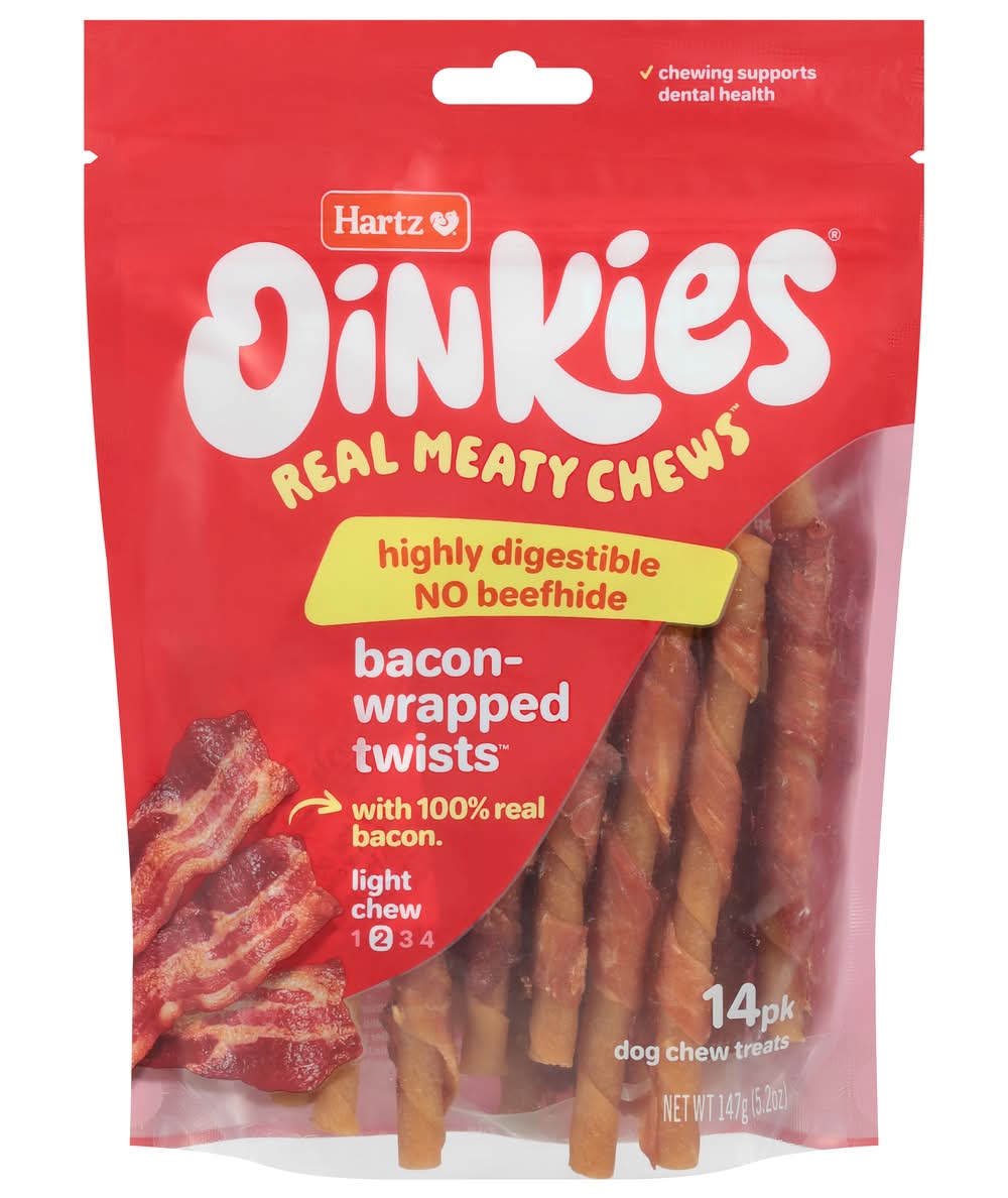 Hartz Oinkies Real Meaty Chews Bacon-Wrapped Twists (5.2 oz, 14 ct)