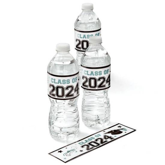 Black Silver Class of 2024 Graduation Wraparound Bottle Labels, 24ct