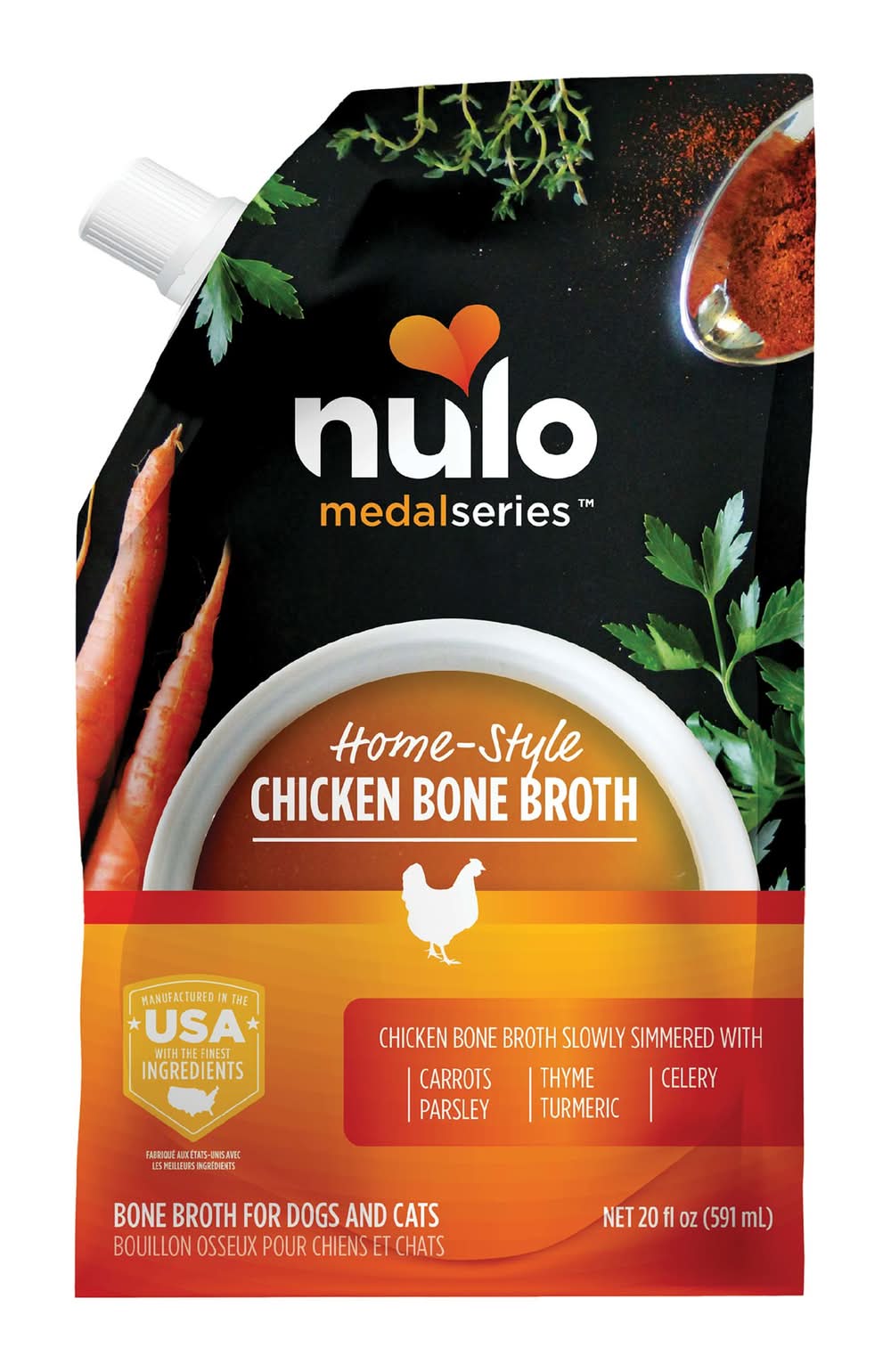 Nulo MedalSeries Bone Broth All Life Stage Wet Dog & Cat Food Topper - 20 Oz. (Flavor: Chicken, Color: Assorted, Size: 20 Oz)