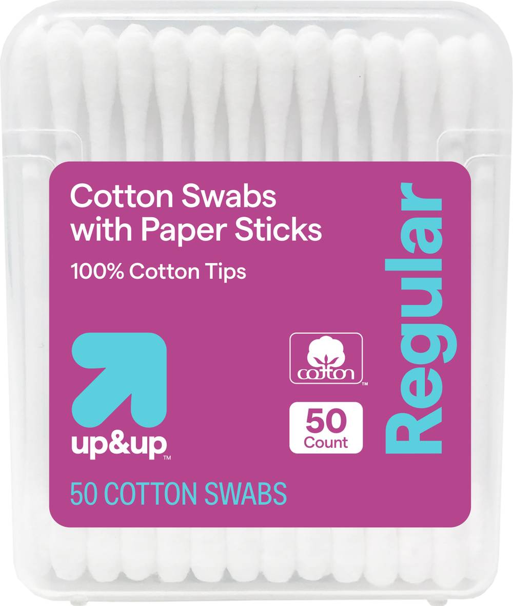 up&up Cotton Swabs Paper Sticks (50 ct)