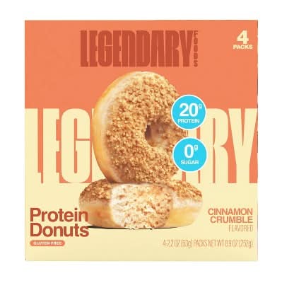 Legendary Foods Gluten Free and Keto Friendly Protein Donuts - Cinnamon Crumble - 20g Protein - 8.9oz/4ct