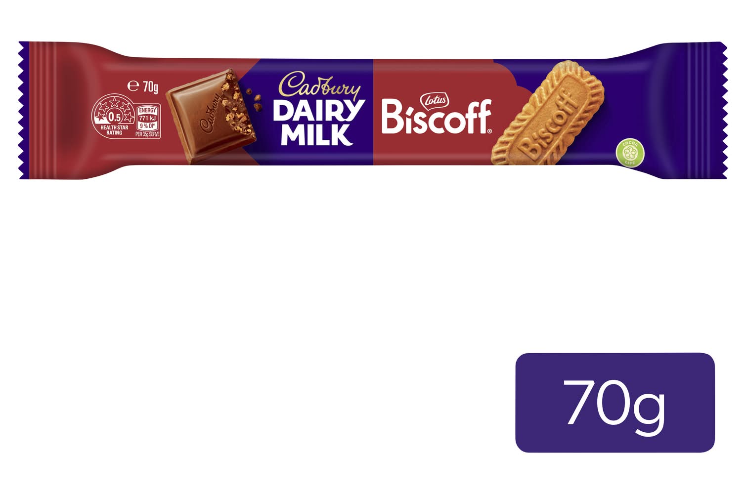 Cadbury Dairy Milk Chocolate Bar, Biscoff (70g)
