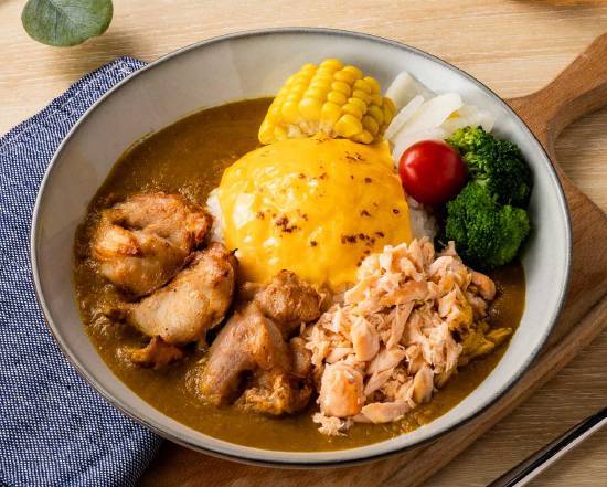 嫩鮭烤雞起司咖哩飯套餐 Grilled Chicken & Salmon Japanese Curry Rice