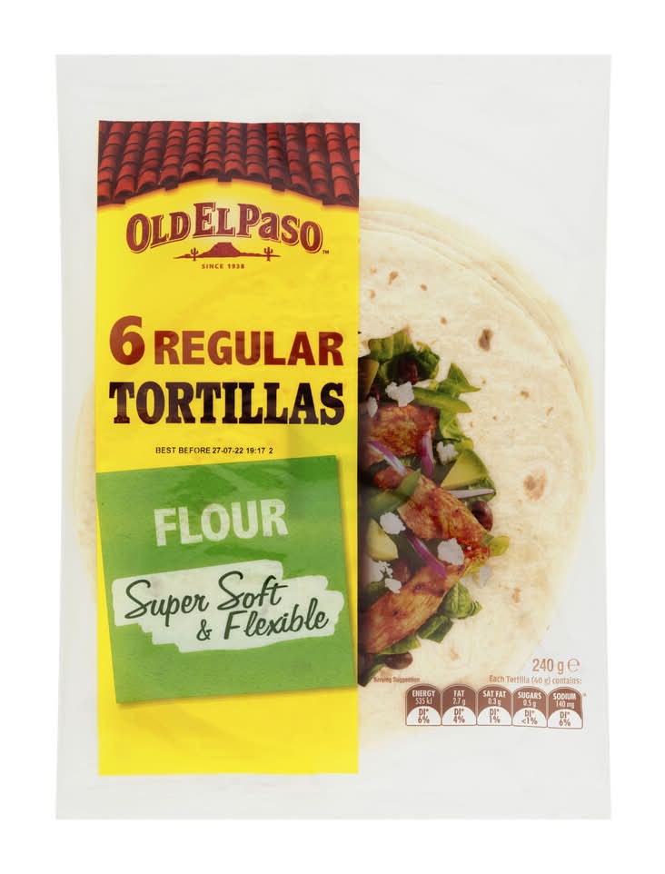 Old El Paso Regular Tortillas (240g, 6 pack)