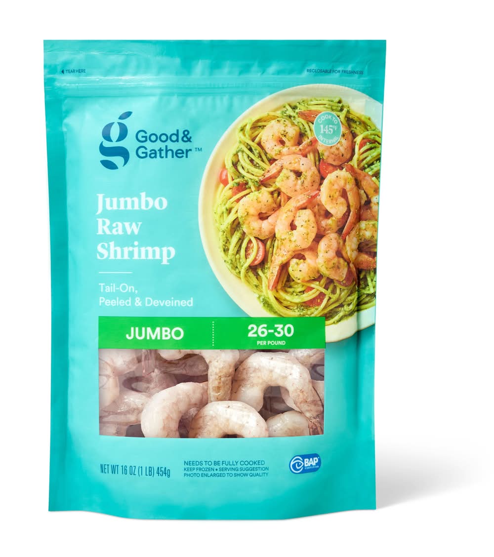 Good & Gather Jumbo Tail on Peeled & Deveined Raw Shrimp (16 fl oz)