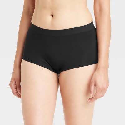Auden Seamless Boy Shorts Underwear, Women, XL, Black