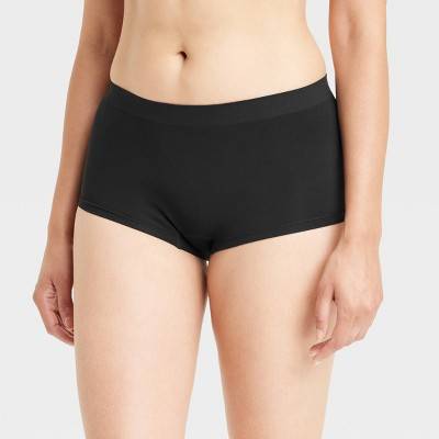 Women's Seamless Boy Shorts Underwear - Auden™ Black XL: Mid Rise, Pull-On, Solid Pattern