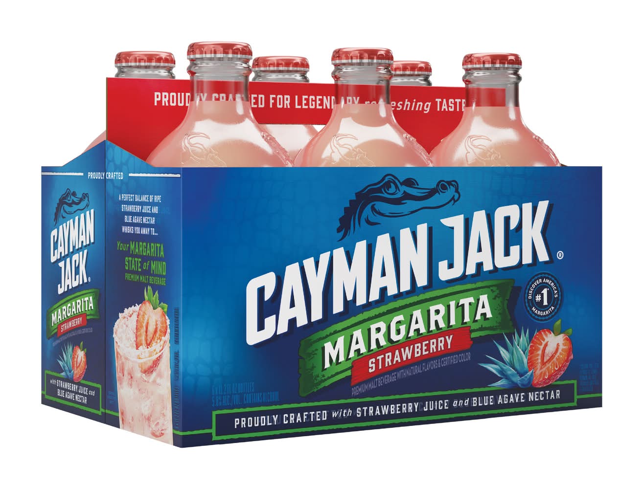 Cayman Jack Premium Ready To Drink Malt Beverage Margarita, Strawberry (6 x 11.2 fl oz)