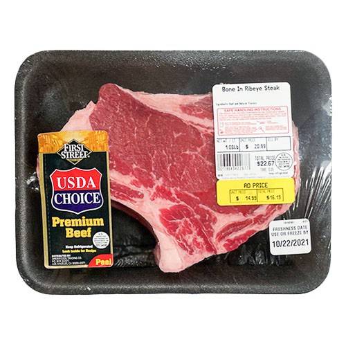 First Street · USDA Choice Bone In Ribeye Steak