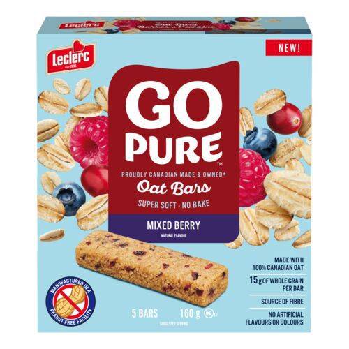 Leclerc · Go Pure mixed berry oat bars - Petits fruits (5 units - 160 g)