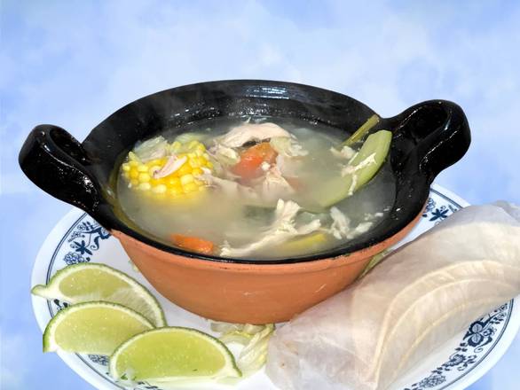 Chicken and vegetables soup.