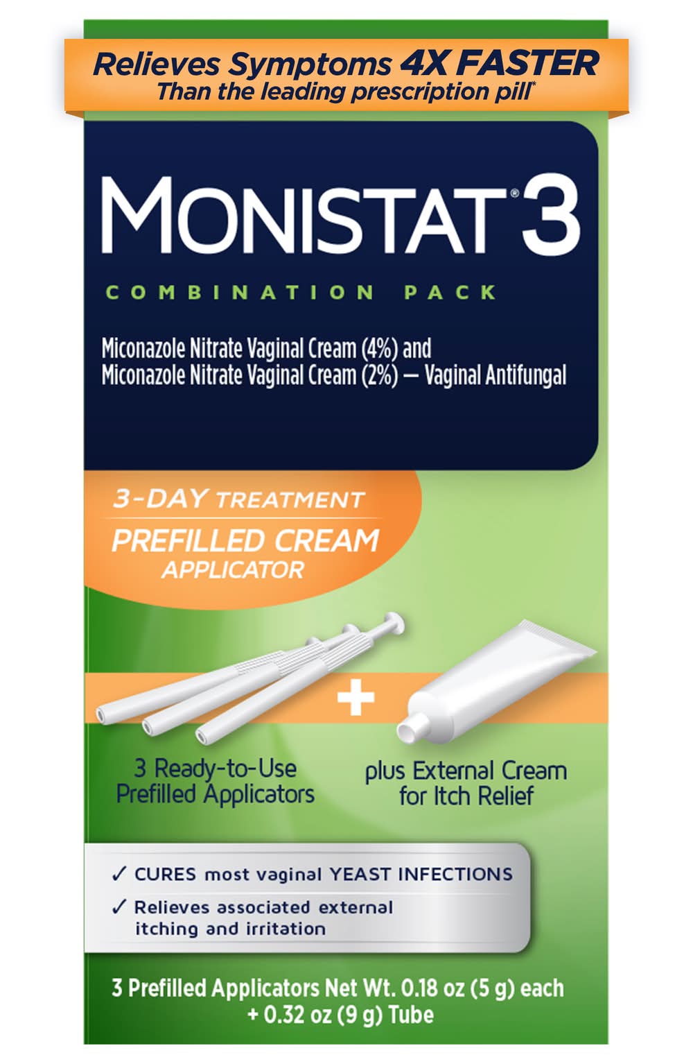 Monistat Yeast Infection Treatment Applicators + Itch Cream 3 Day (0.86 oz, 3 ct)