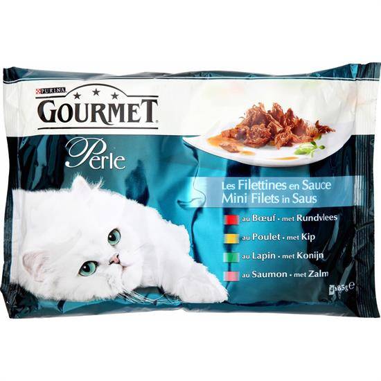Pâtée pour chat Perle Filettines en sauce PURINA GOURMET - les 4 sachets de 85 g