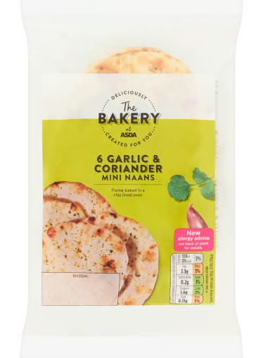 ASDA Garlic & Coriander Mini Naans (6 pack)