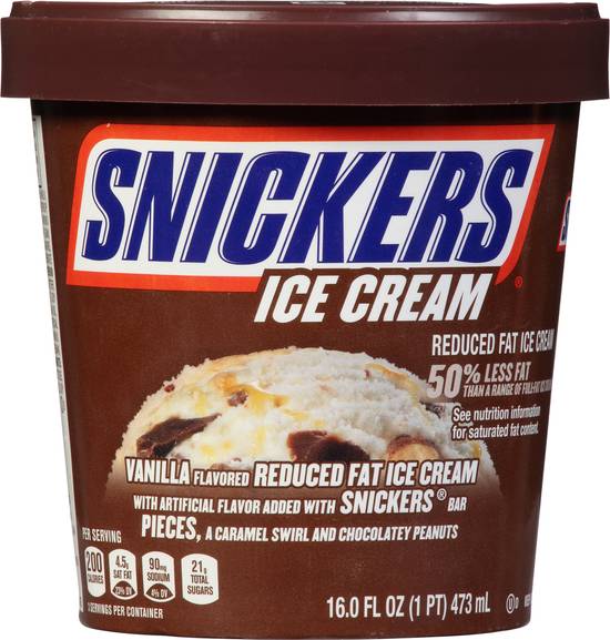 Snickers Vanilla Flavored Reduced Fat Ice Cream