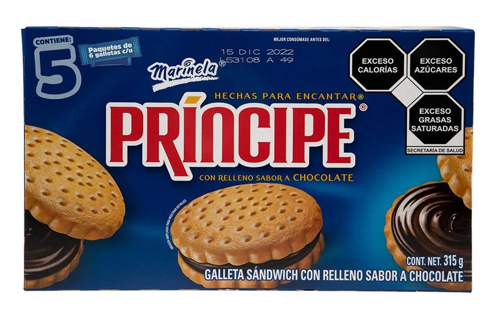 Príncipe · Galleta sándwich con relleno, chocolate (5 x 6 un)