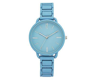 Womens Matte Metal Band Analog Wrist Watch (light blue)