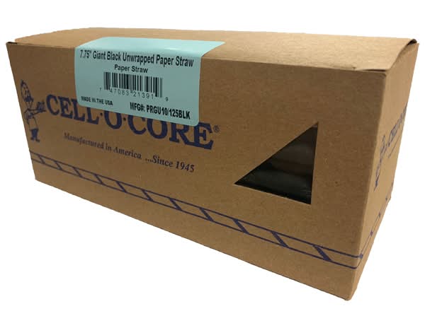 Cell-O-Core Paper Straw Unwrapped Black 7.75 Inch (10 units)