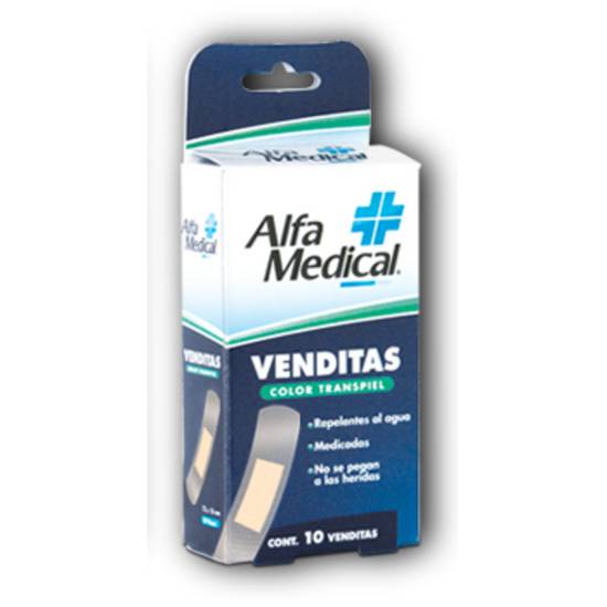 Alfa medical venditas adhesivas transpiel (10 piezas)