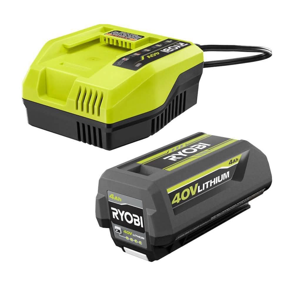 Ryobi 40V Lithium-Ion 4.0 Ah Battery And Fast Charger Kit
