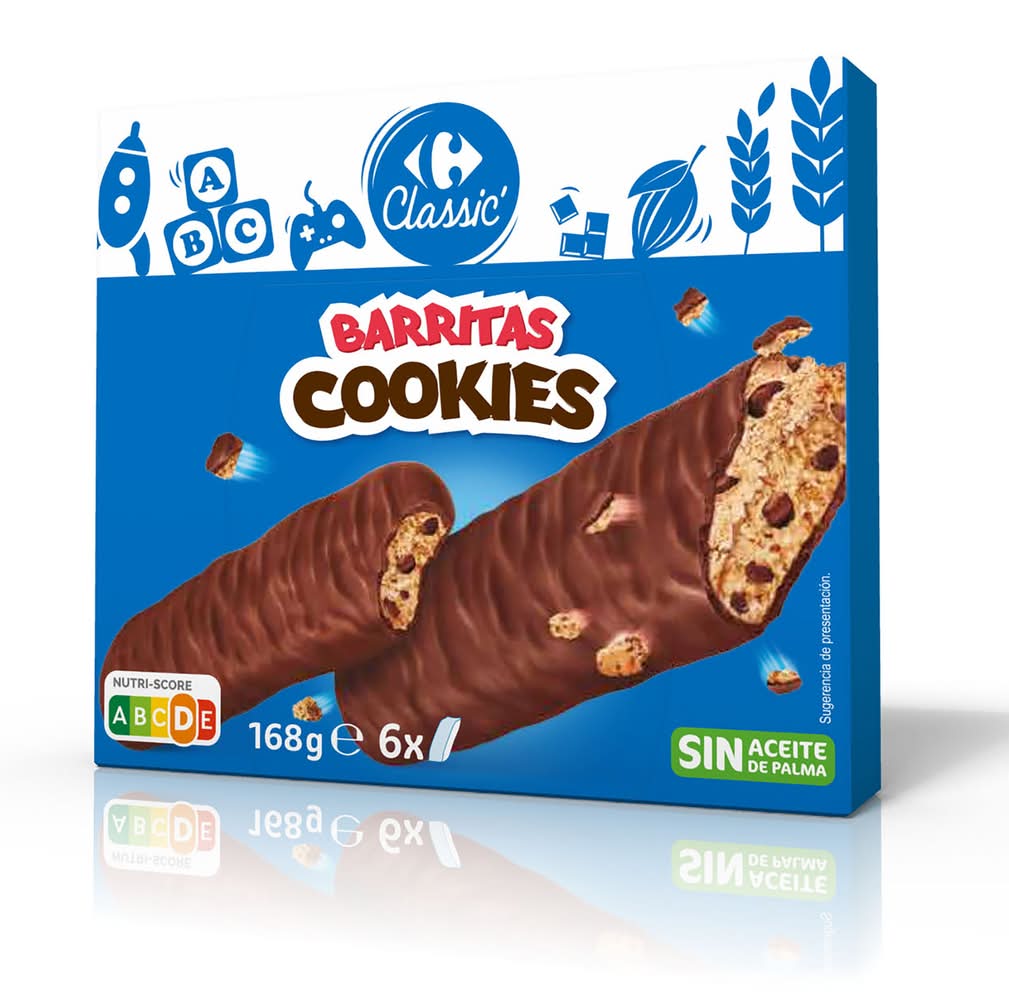 Galleta con pepitas de chocolate recubiertas de chocolate con leche · Carrefour (6 un)