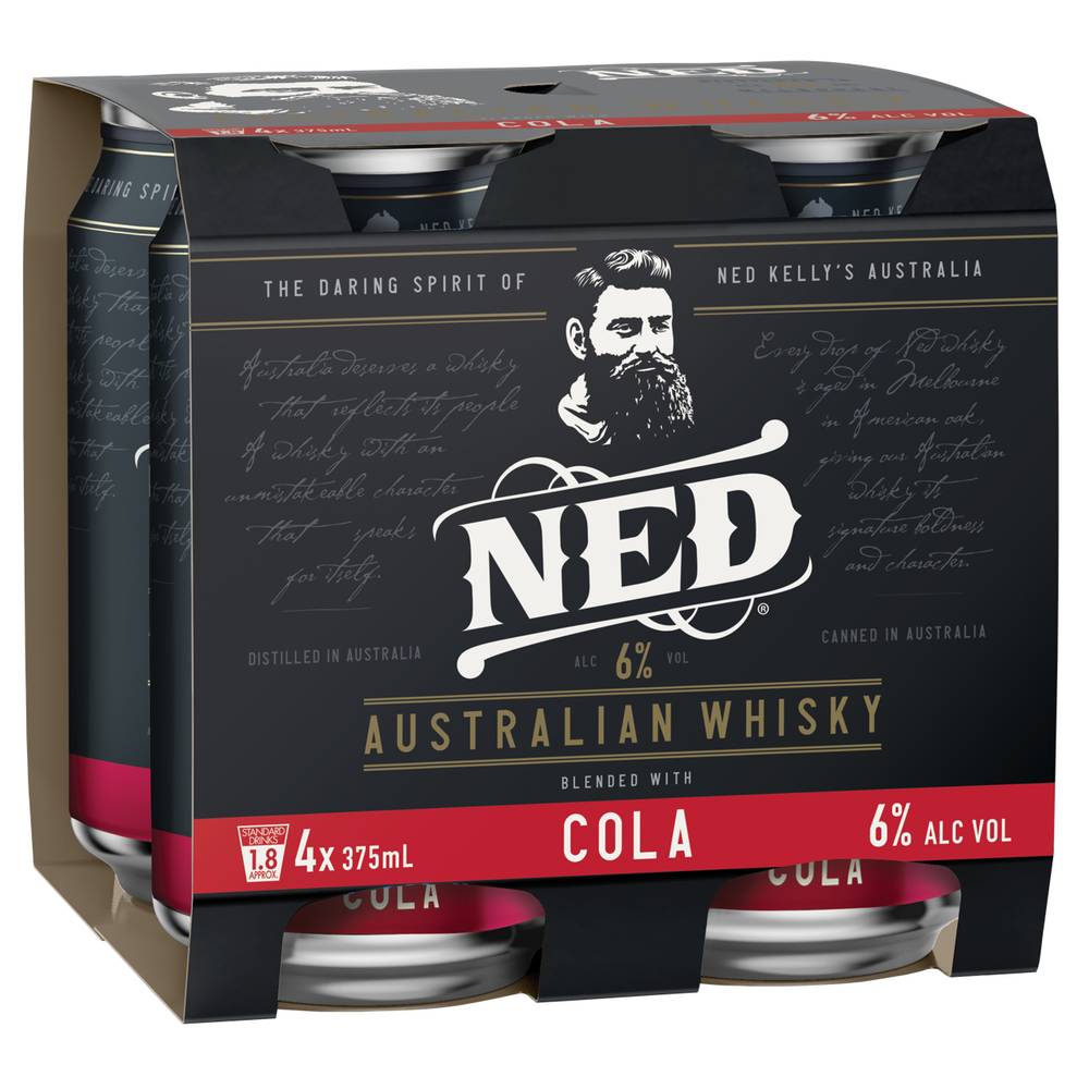 Ned Australian Whisky & Cola Can 375ml X 4 pack