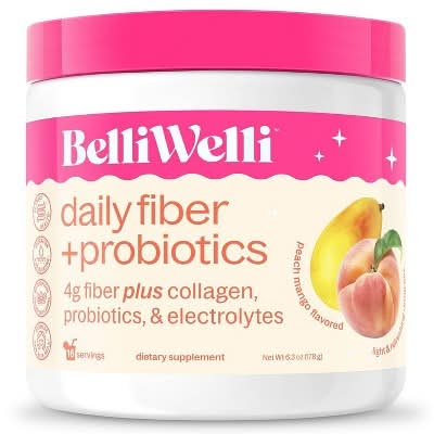 BelliWelli Daily Fiber & Probiotics Vitamin Powder, Peach-Mango (6.3 oz)