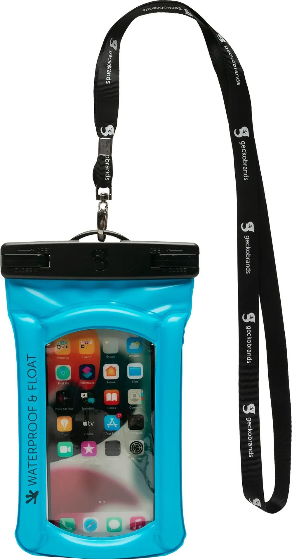 geckobrands Waterproof Phone Case Floating Dry Bag (Neon Blue)