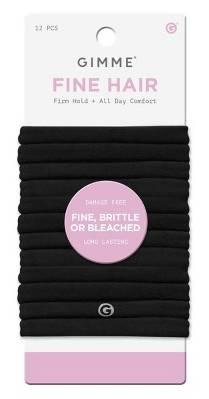 Gimme Beauty Fine Hair Tie Bands, Black (12 ct)