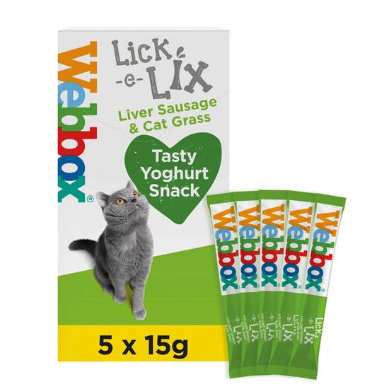 Webbox Lick-e-Lix with Liver Sausage & Cat Grass Tasty Yoghurty Treats 5 x 15g