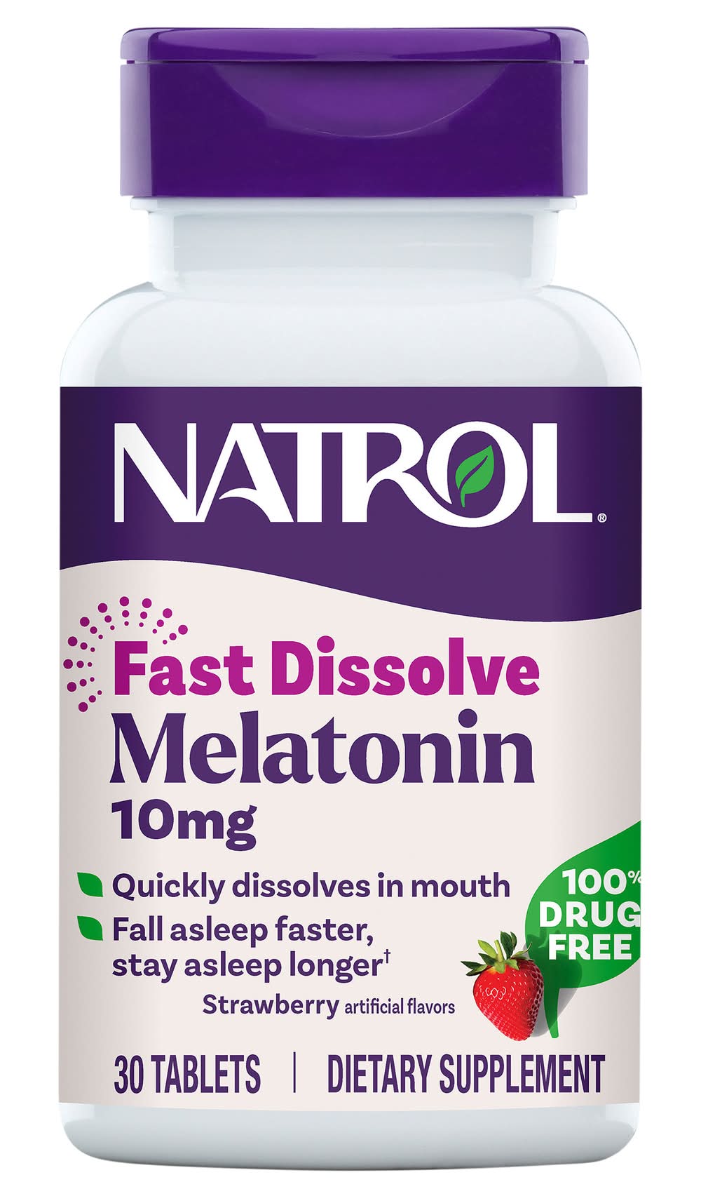 Natrol Tablets Sleep 10 mg Maximum Strength Strawberry Flavor Melatonin